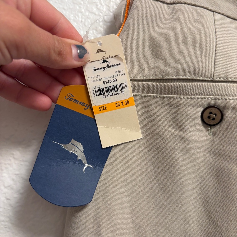 NEW with Tags Tommy Bahama St. Thomas Silk trousers Men’s Size 33x30 Khaki - Picture 6 of 12